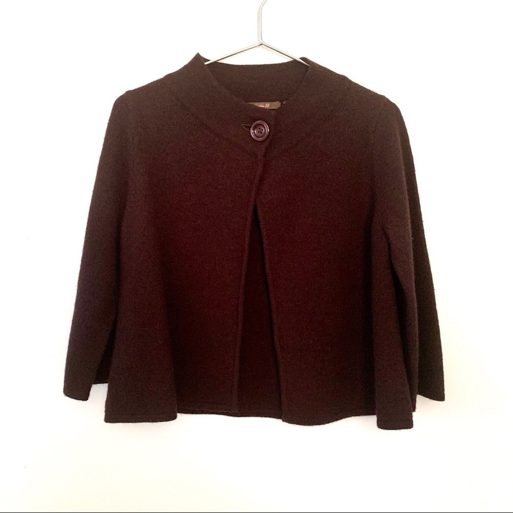 HEATHER B. 100% Wool Knit Sweater, Chocolate Brown